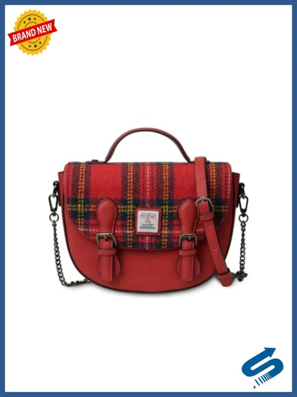Vegan Leather Satchel with Harris Tweed Panel